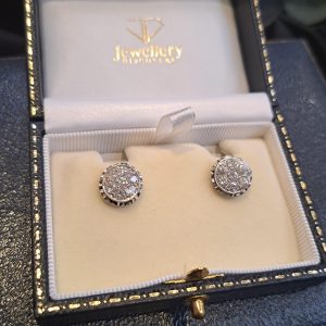 Vintage Diamond Cluster Stud Earrings, 1.50 carats