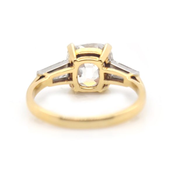 Antique 19th Century 3.76ct Cushion Old Cut Diamond Ring