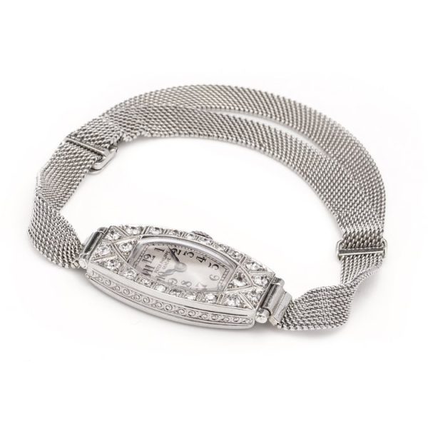 Patek Philippe Art Deco Platinum Old Cut Diamond Cocktail Watch on later mesh strap