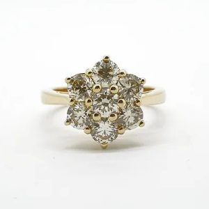 Seven Stone Diamond Floral Cluster Engagement Ring, 2.28 carat total