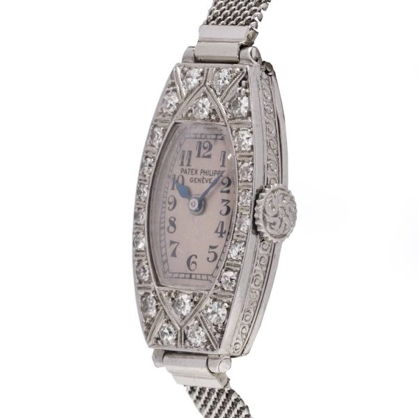 Patek Philippe Art Deco Platinum Old Cut Diamond Cocktail Watch 0.66 carats