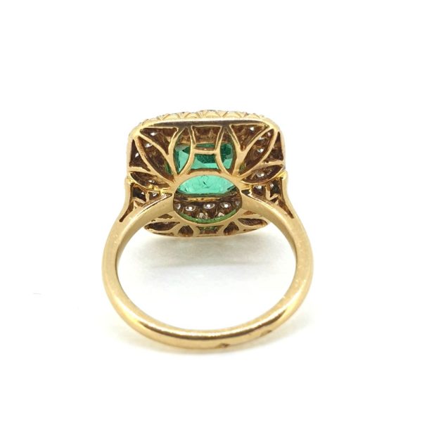 Natural 1.80 Colombian Emerald and Diamond Cluster Dress Ring with certificate