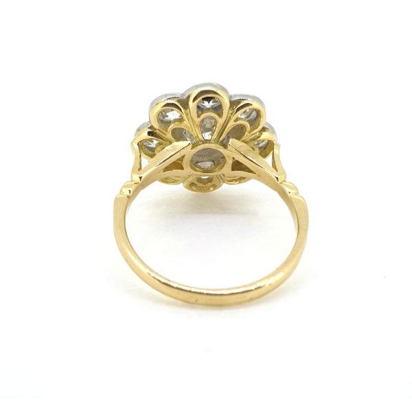 Old Cut Diamond Floral Cluster Ring, 2.25 carat total