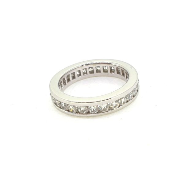 2ct Diamond Full Eternity Band Ring, modern 18ct white gold eternity ring channel set throughout with 2 carats of round brilliant-cut diamonds