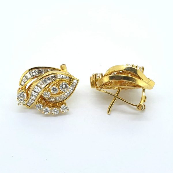 Diamond Swirl Cluster Earrings, 3 carat total