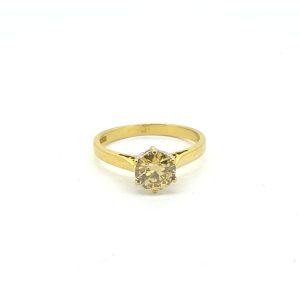 1ct Cognac Diamond Solitaire Engagement Ring