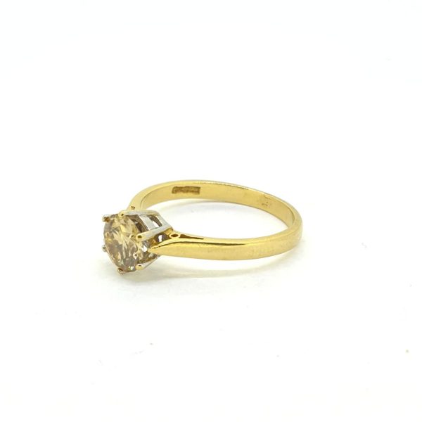 Single Stone 1ct Cognac Diamond Solitaire Engagement Ring in 18ct Yellow Gold