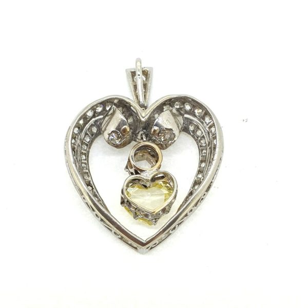 Antique Old Cut Diamond Heart Pendant