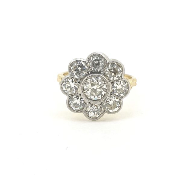 Old Cut Diamond Floral Cluster Ring, 2.25 carats