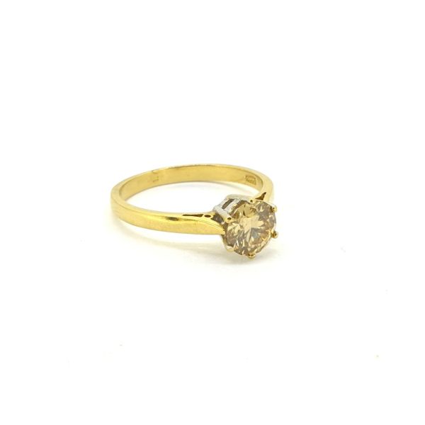 1ct Fancy Colour Cognac Diamond Solitaire Engagement Ring in 18ct Yellow Gold