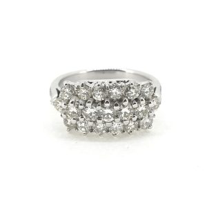 Triple Row Diamond Cluster Dress Ring, 1.30 carats