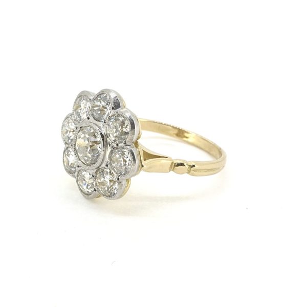 2.25ct Old Cut Diamond Floral Cluster Engagement Ring
