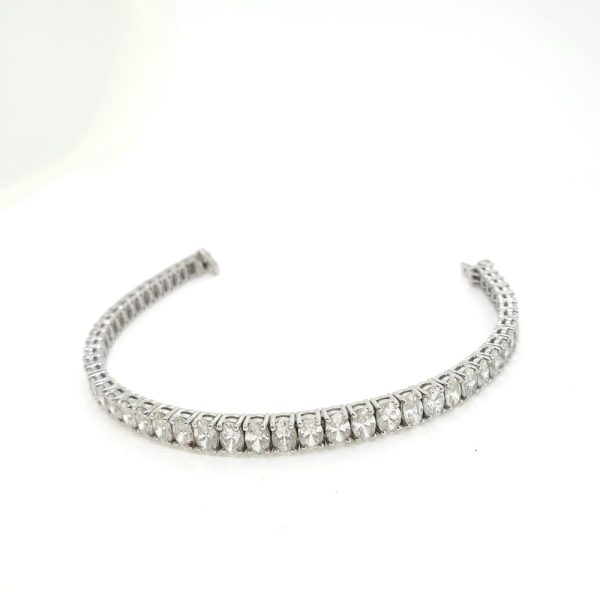 12.68ct Oval Cut Diamond Line Tennis Bracelet in 18ct White Gold