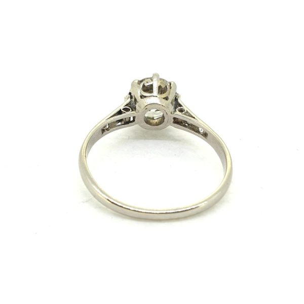 Timeless Single Stone 1.30ct Diamond Solitaire Engagement Ring in Platinum with diamond-set shoulders