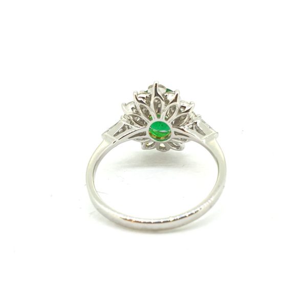 1.54ct Oval Emerald and Diamond Cluster Engagement Ring