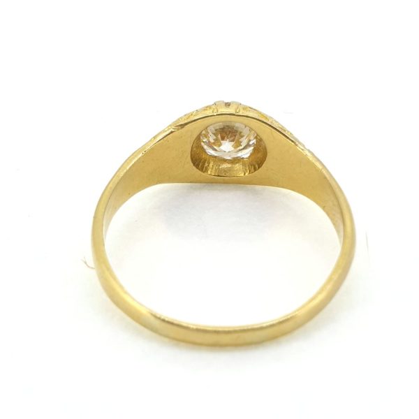 Single Stone 1.24ct Diamond Solitaire Gypsy Style Ring in 18ct Yellow Gold