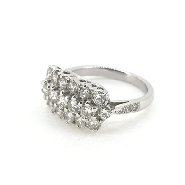 Three Row Diamond Cluster Dress Ring, 1.30 carats