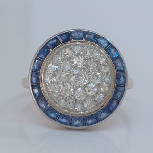 Art Deco Antique Sapphire and Diamond Target Ring