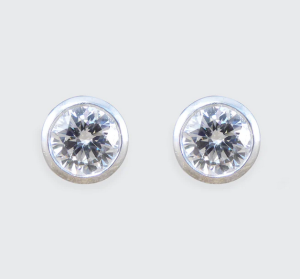 Diamond Bezel Set Stud Earrings, 1 carat