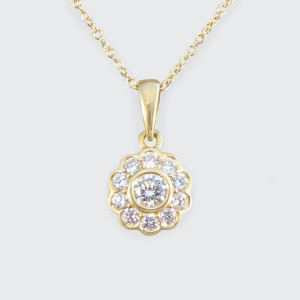 Diamond Flower Cluster Pendant Necklace, 0.30ct