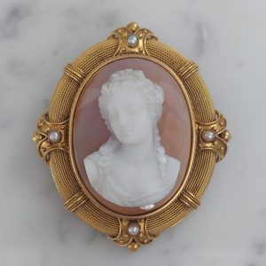 Etruscan Revival Antique Cameo Brooch