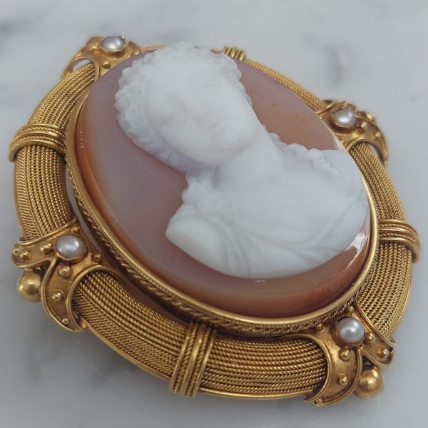 Etruscan Revival Antique Cameo Brooch