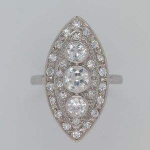 French Art Deco Diamond Navette Ring, 1.50ct