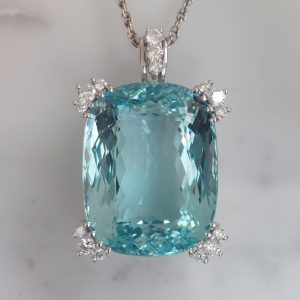 55cts Aquamarine and Diamond Pendant Necklace