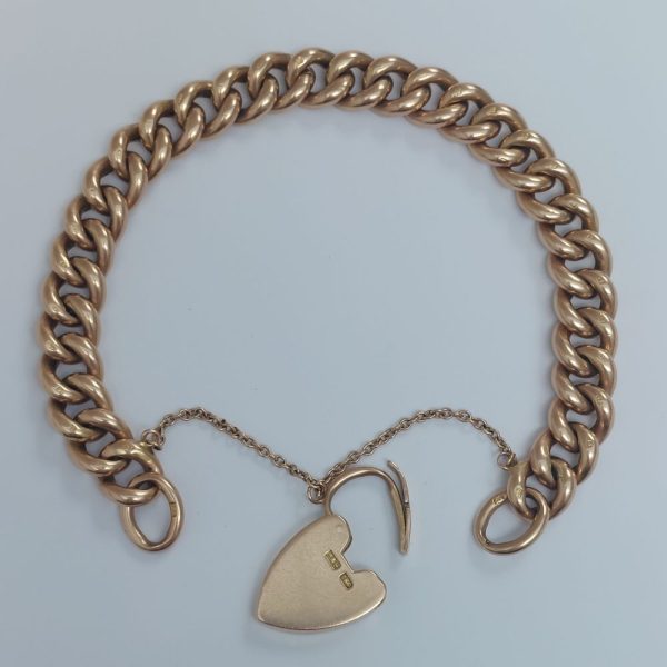 Victorian Antique 15ct Gold Curb Charm Bracelet