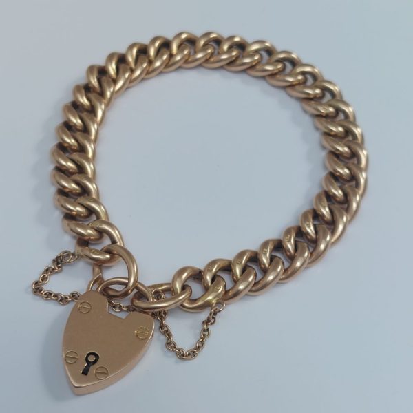 Victorian Antique 15ct Gold Curb Charm Bracelet