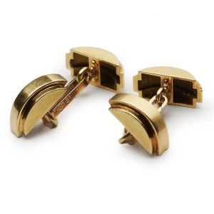 Vintage Art Deco Design 18ct Yellow Gold Cufflinks by Marcel Wolfers, rare pair of retro 1940's Belgian Marcel Wolfers for Wolfers Frères