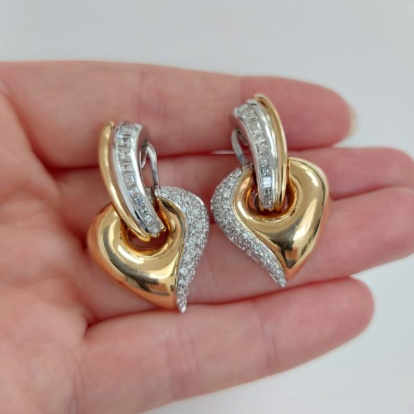 Vintage Diamond Set Abstract Clip Earrings, 4cts