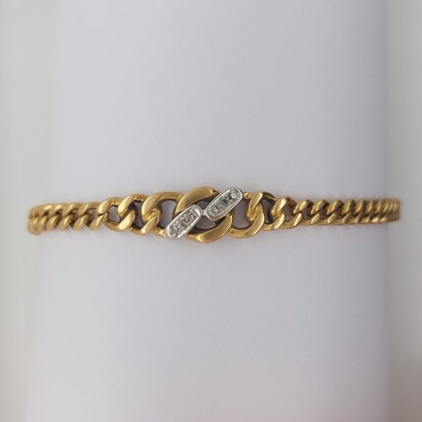 Vintage Diamond Set Gold Curb Link Bracelet