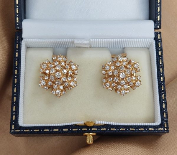 Vintage Diamond Set Snowflake Earrings, 2.30ct
