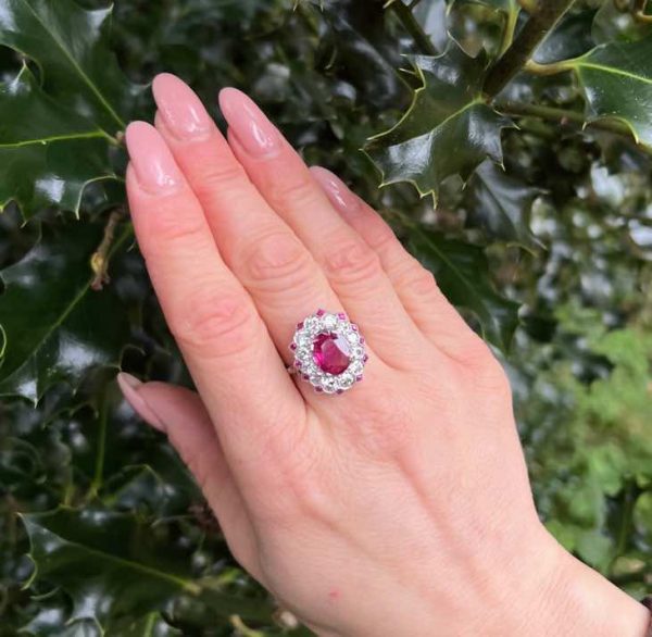 burma ruby 2 carat oval shape ring london UK on finger