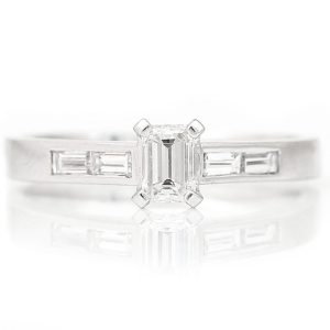 Baguette Cut Diamond Engagement Ring with H colour VS clarity