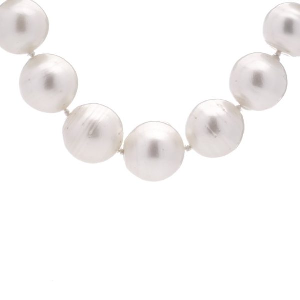 South Sea Pearl Necklace with Diamond Set 18ct White Gold Ball Clasp, 3.46 carats