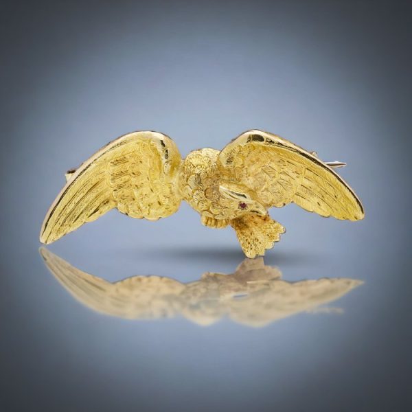 Antique 22ct Yellow Gold Flying Eagle Brooch