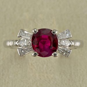 Vintage 1.62ct Natural Burma Ruby and Diamond Engagement Ring