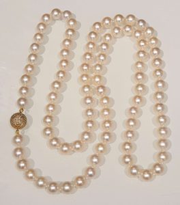 Akoya Pearl Necklace with Diamond Ball Clasp