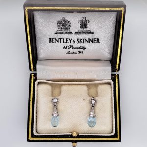 Briolette Aquamarine and Diamond Earrings by Bentley and Skinner
