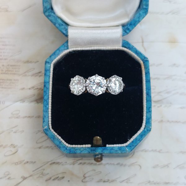 Vintage Diamond Three Stone Engagement Ring, 2 carats