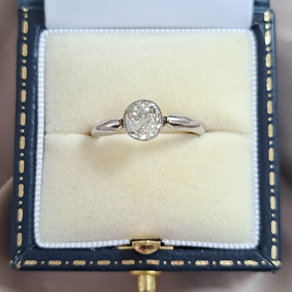 Antique Edwardian 1.15ct Old Cut Diamond Solitaire Engagement Ring