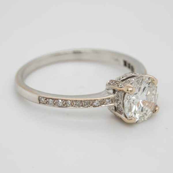 Single Stone 1.20ct Diamond Solitaire Engagement Ring with Diamond Shoulders in 18ct White Gold