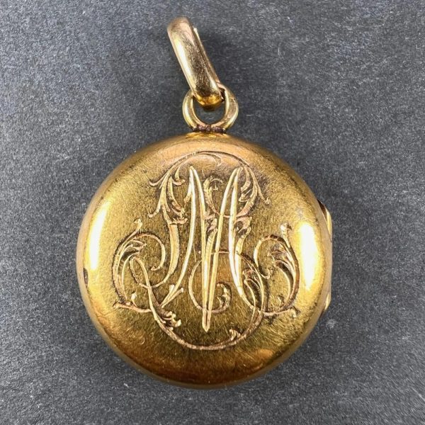 Vintage French Blue Enamel and Gold Cross Locket Pendant, designed as a reliquary for the True Cross text 'Vraie Croix'