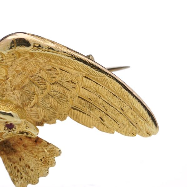 Antique French 22ct Yellow Gold Flying Eagle Brooch, Circa 1900s
