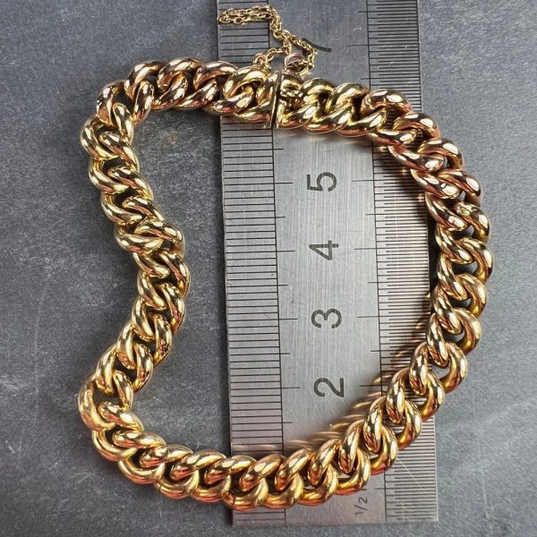 18ct Yellow Gold Curb Link Bracelet with Rose Gold Sections