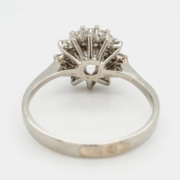 1.65ct Diamond Sunburst Cluster Engagement Ring in 18ct White Gold
