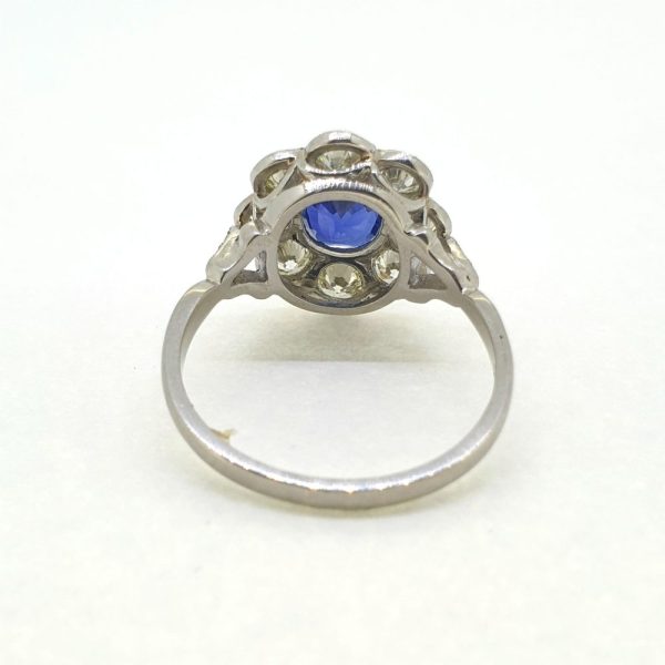 1.90ct Oval Sapphire and Diamond Cluster Engagement Ring in Platinum