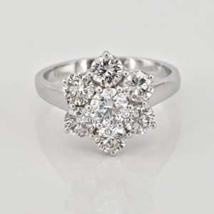 Vintage 1.70ct Diamond Flower Cluster Engagement Ring